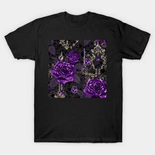 Purple Roses Jewelry Pattern T-Shirt